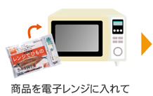 商品を電子レンジに入れて